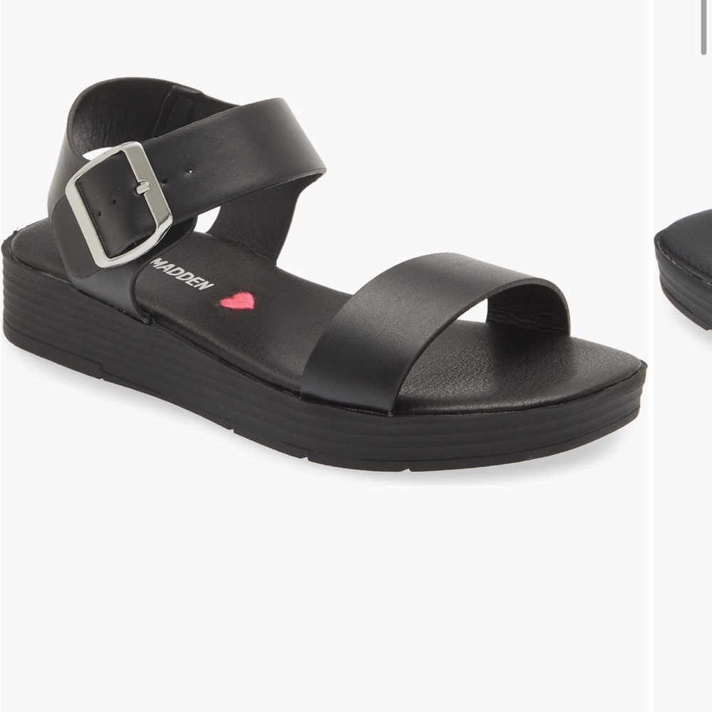 Steve Madden JDestined Ankle Strap Sandal Blck Girls size 3